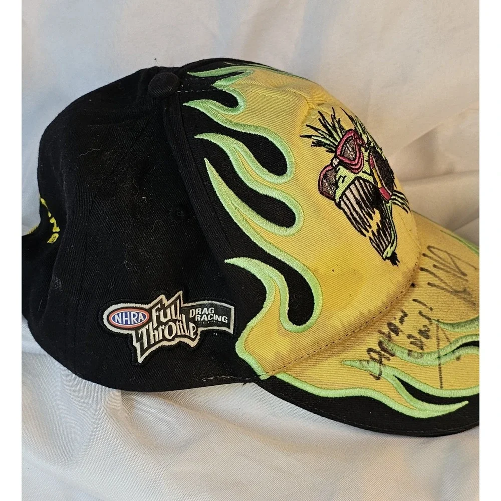 NHRA Nitro Fish Full Throttle Drag Racing Cap Flames Signed Kenny Koretsky & Mor